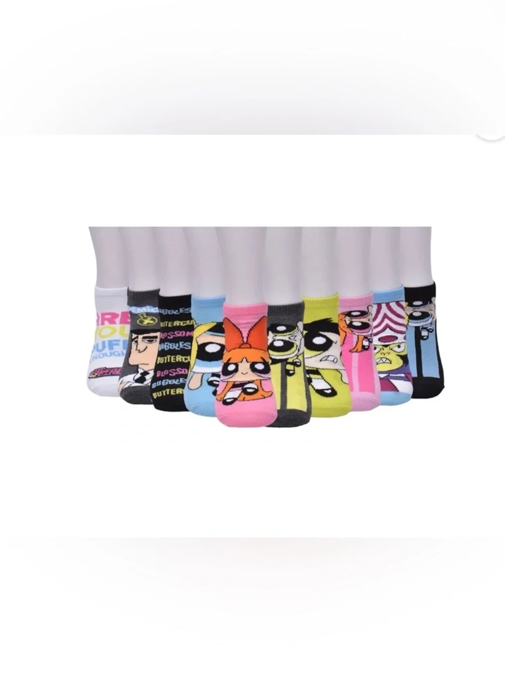 The Powerpuff Girls Womens 10-Pack Low-Cut Socks, Sock Size 9-11
